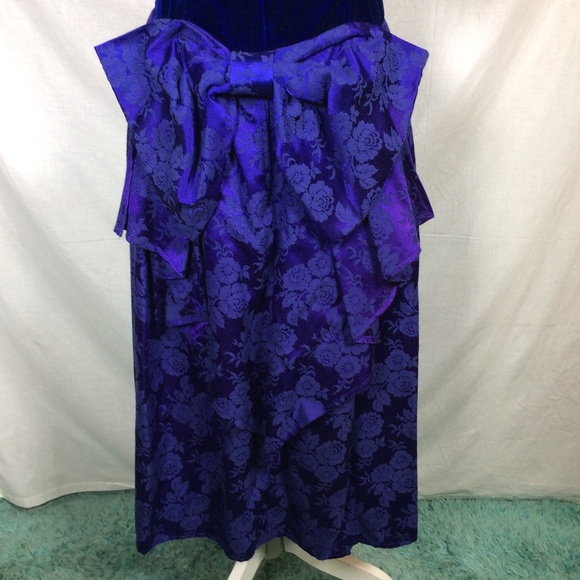 Women’s Vintage 90’s Blue Velvet Brocade dress - Picture 6 of 13